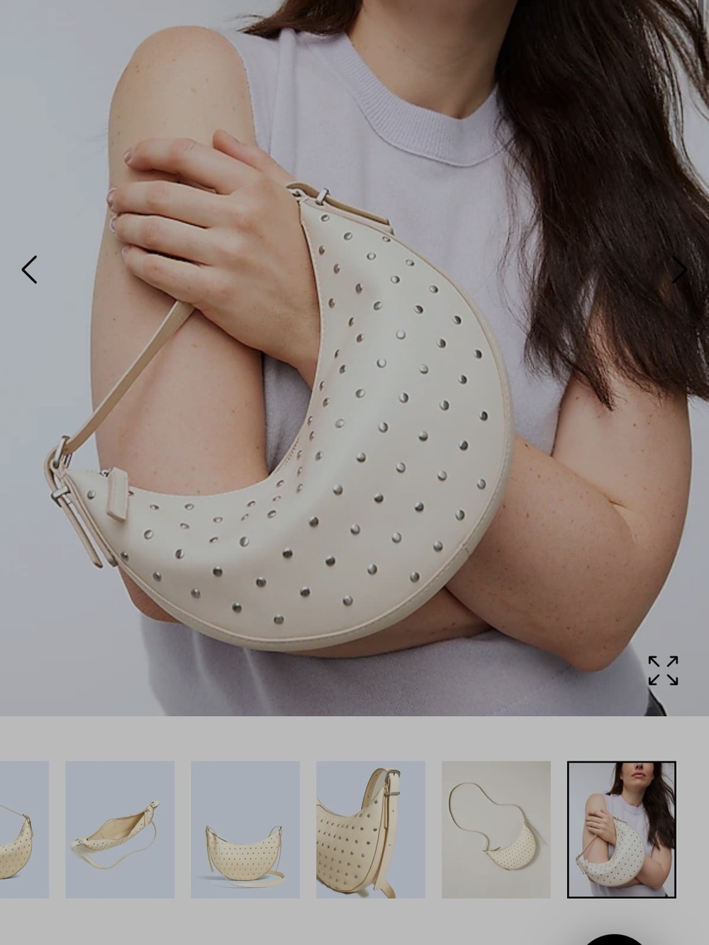 Madewell Cream Studded Crescent Crossbody Bag